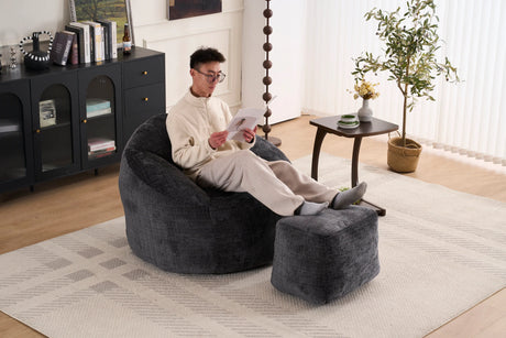 Extra Soft Chenille Memory Foam Bean Bag Chair - Omega Lifestyles