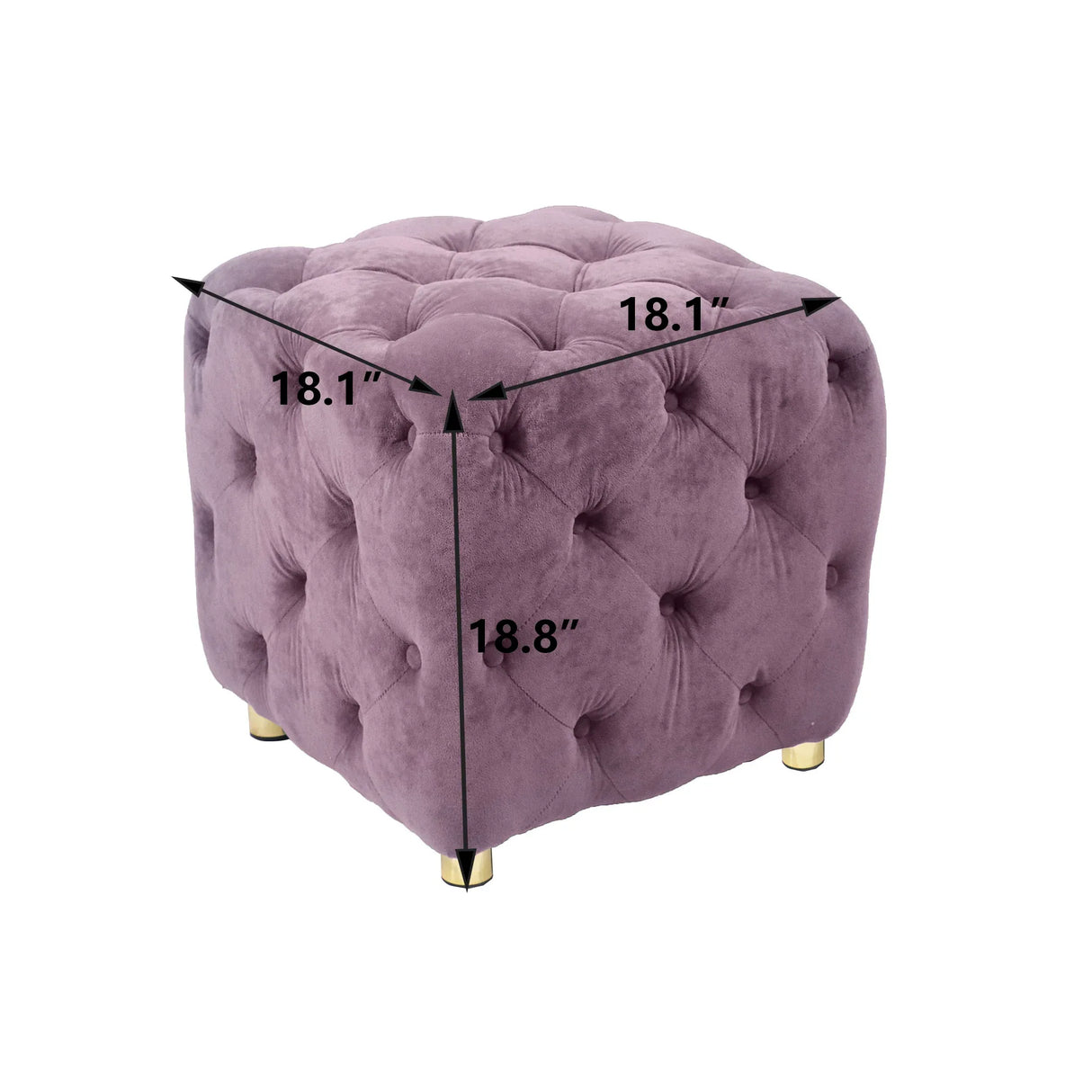 Purple Velvet Storage Ottoman Footstool With High-Density Foam - Omega Lifestyles
