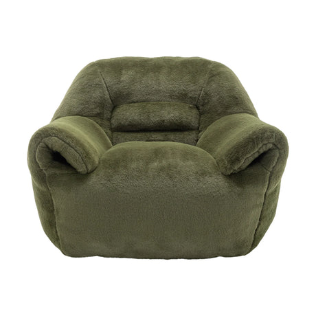 Faux Fur Comfy Bean Bag Chair With Back Support Green - Omega Lifestyles