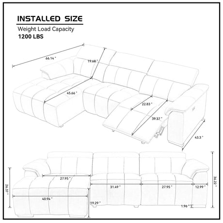 Electric Reclining Genuine Leather L-Shaped Chaise Sofa - Omega Lifestyles