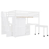 Full Full Size Loft Bed With Stairs Desk And Storage - Omega Lifestyles