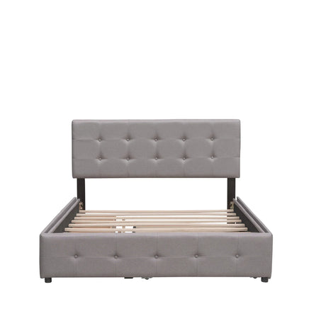 Upholstered Platform Bed With Drawers And Twin XL Trundle - Omega Lifestyles