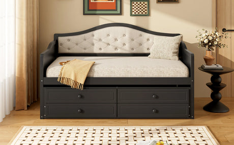 Twin Daybed With Pull-Out Trundle And Storage Drawers - Omega Lifestyles