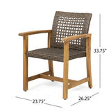 Pair Of Acacia Wood And Wicker Dining Chairs - Omega Lifestyles