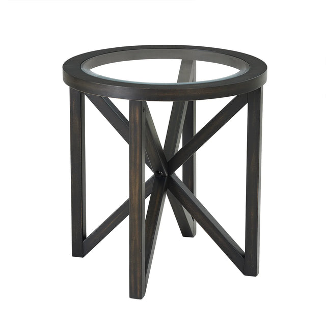 Modern Round Tempered Glass Wood Base Coffee Table - Omega Lifestyles
