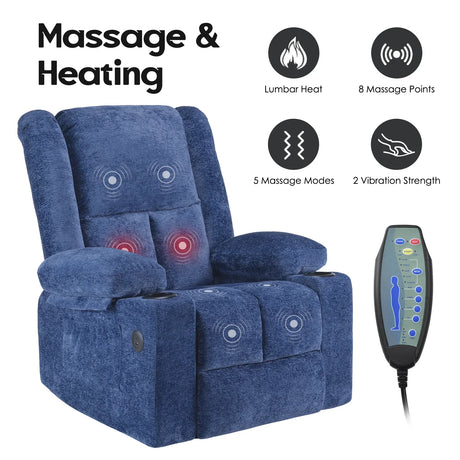 Power Lift Massage Heat Recliner Chair With USB Ports - Omega Lifestyles