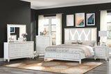 Contemporary Crystal White Upholstered Queen Bed Frame - Omega Lifestyles