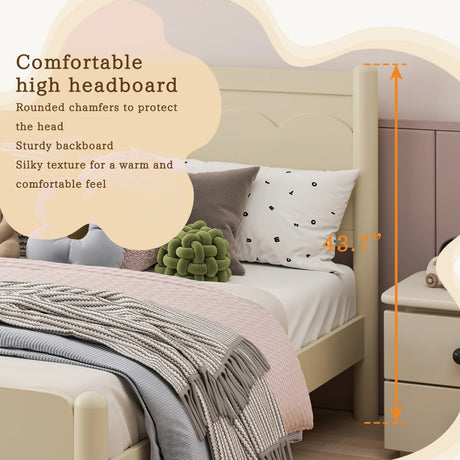 Queen Solid Wood Platform Bed Frame With Headboard - Omega Lifestyles