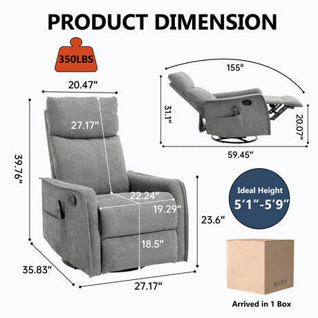 Heat Massage Recliner Chair With Swivel Rocker And Lumbar Heat - Omega Lifestyles