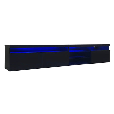 Modern Black Particle Board TV Stand With LED Lighting - Sleep Galleria