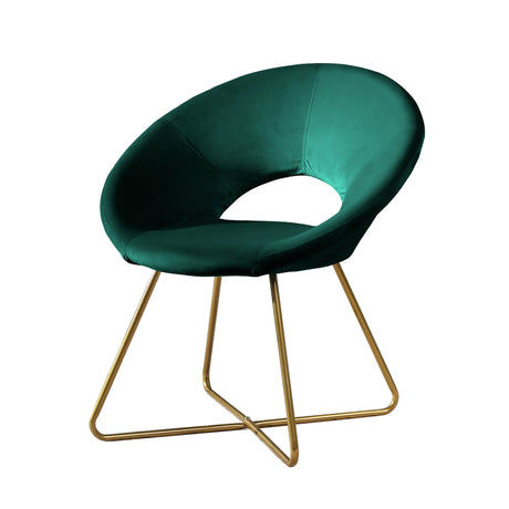 Green Silky Velvet Upholstered Accent Chair With Gold Base - Omega Lifestyles