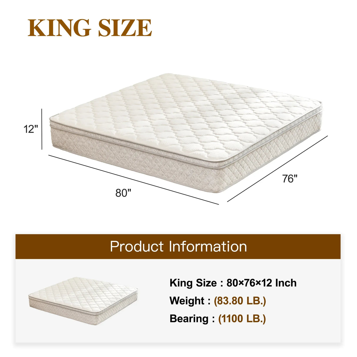 King Medium Firm 12-Inch Hybrid Memory Foam Mattress - Omega Lifestyles