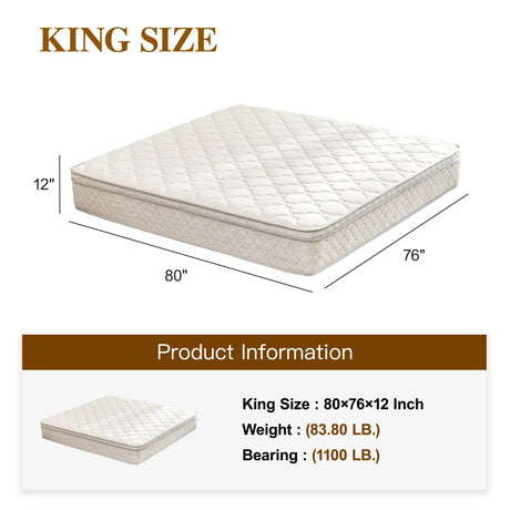 King Medium Firm 12-Inch Hybrid Memory Foam Mattress - Omega Lifestyles