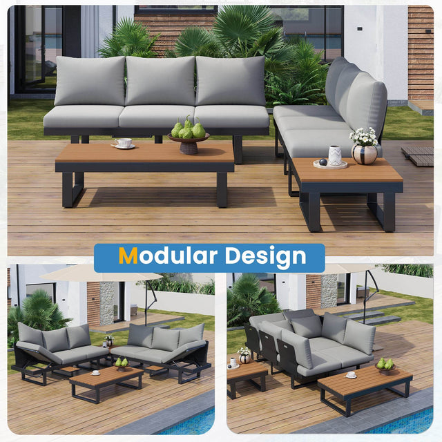 Adjustable Reclining Outdoor Sectional Patio Furniture Set - Omega Lifestyles