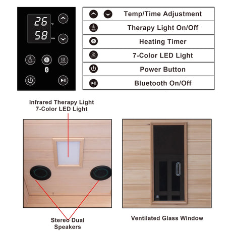 Infrared 1-Person Hemlock Wood Dry Sauna With Bluetooth - Omega Lifestyles