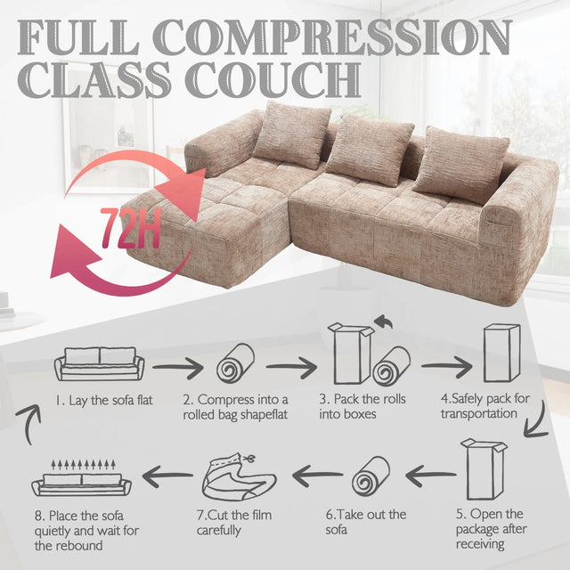 Chenille Modular 3-Seat Sectional Sofa With Side Pockets - Omega Lifestyles