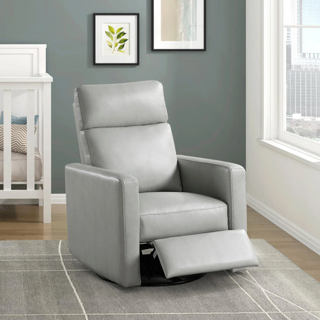 Contemporary Smoke Faux Leather Swivel Gliding Recliner Chair - Omega Lifestyles