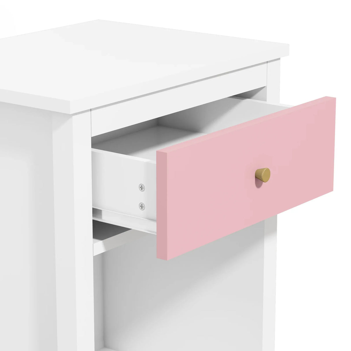 Pink MDF Wooden Nightstand With Drawer And Shelf - Omega Lifestyles