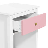 Pink MDF Wooden Nightstand With Drawer And Shelf - Omega Lifestyles