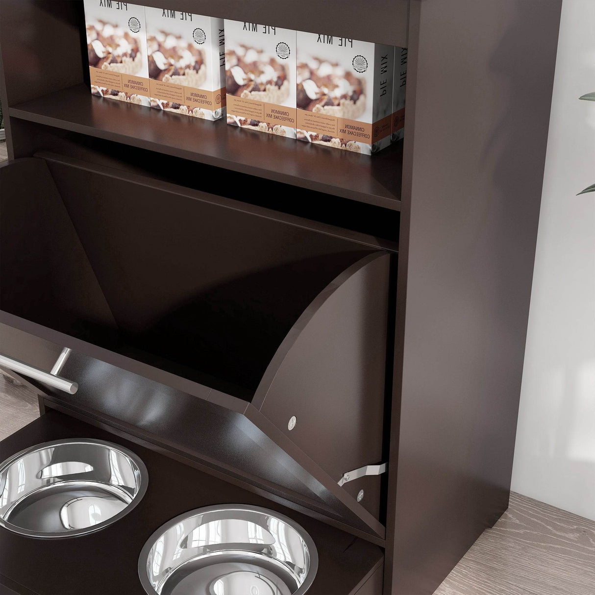 Pet Feeder Station With Storage Cabinet And Raised Bowls - Sleep Galleria