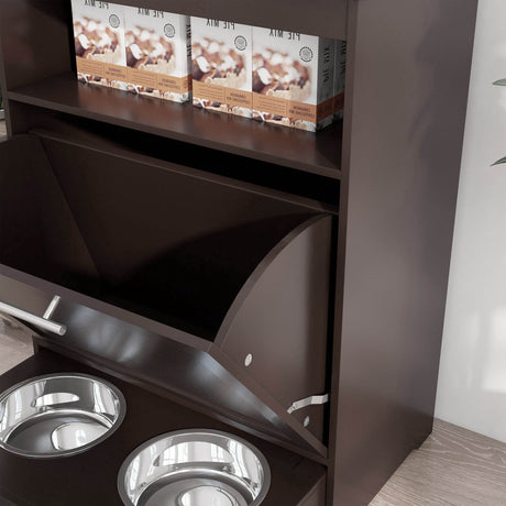Pet Feeder Station With Storage Cabinet And Raised Bowls - Sleep Galleria