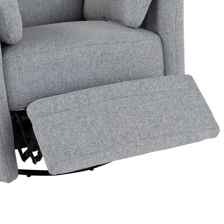 Manual Rocker Swivel Linen Upholstered Recliner Chair With Pillows - Omega Lifestyles