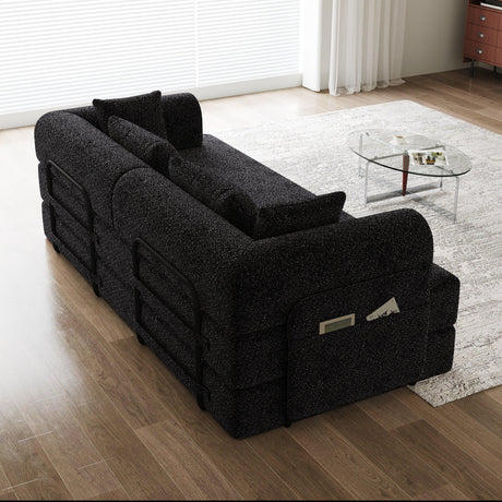 Convertible Chenille Sleeper Sofa Bed With Storage Pocket - Omega Lifestyles