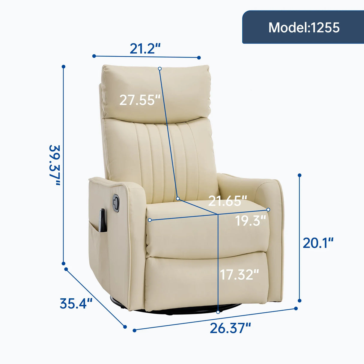 Beige Faux Leather Manual Massage Recliner Chair - Omega Lifestyles