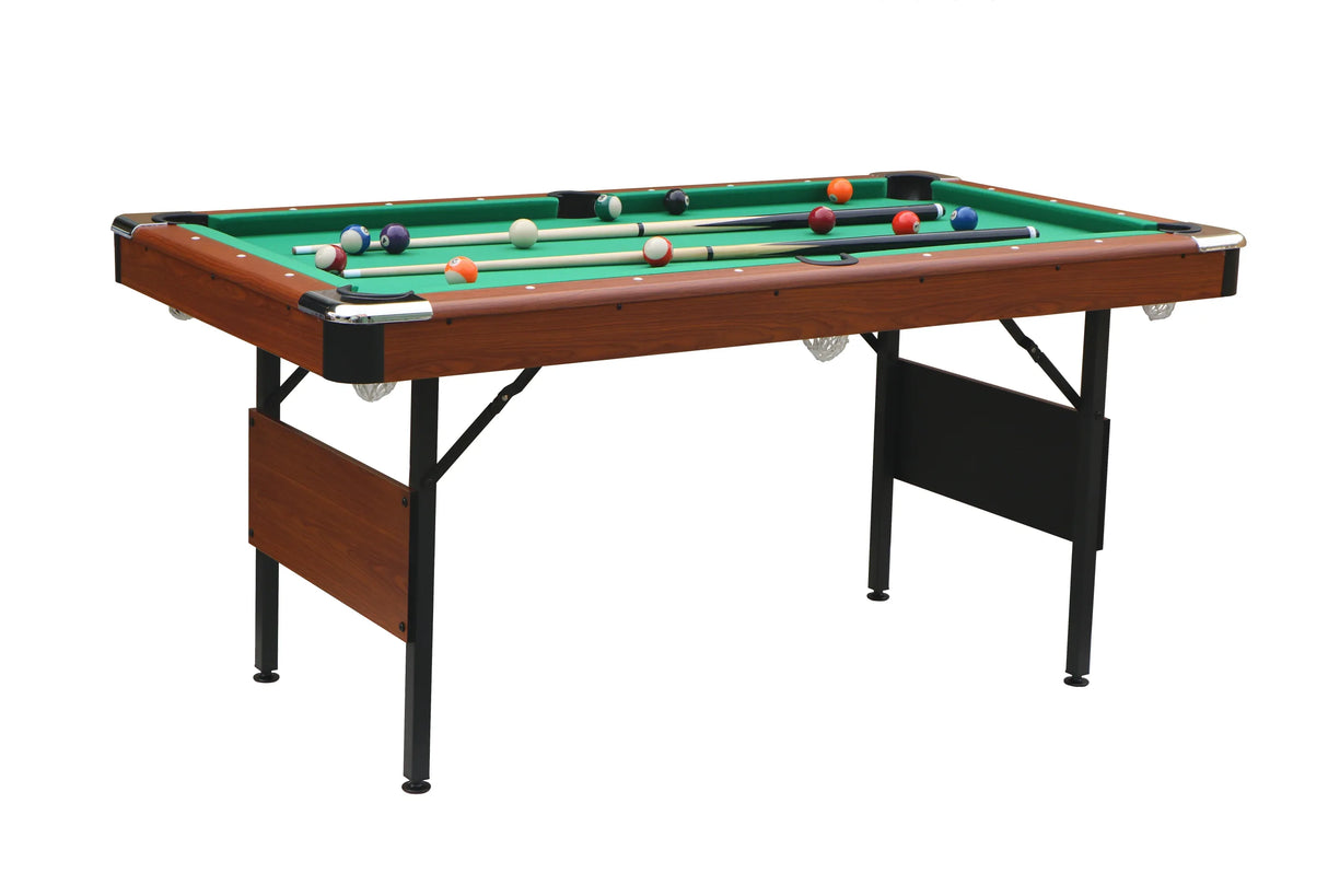 Foldable Indoor Pool Table With Blue Velvet Cloth - Omega Lifestyles