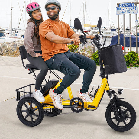 Foldable 350W Electric Adult Two-Seat Tricycle - Omega Lifestyles