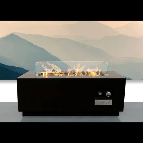 Modern Steel Outdoor Propane Fire Pit Table With Lid - Omega Lifestyles