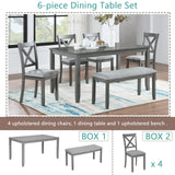 6-Piece Acacia Wood Dining Table Set With Upholstered Chairs - Omega Lifestyles