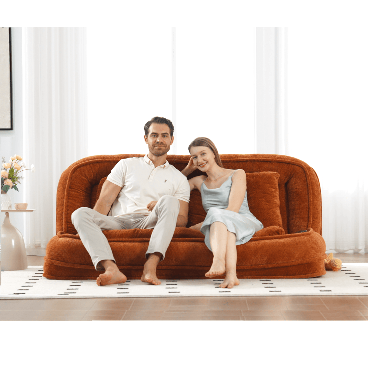 Convertible Adjustable Position Chenille Lazy Loveseat Sofa - Sleep Galleria