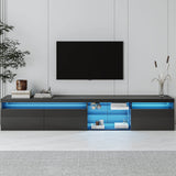 Modern Black Particle Board TV Stand With LED Lighting - Sleep Galleria