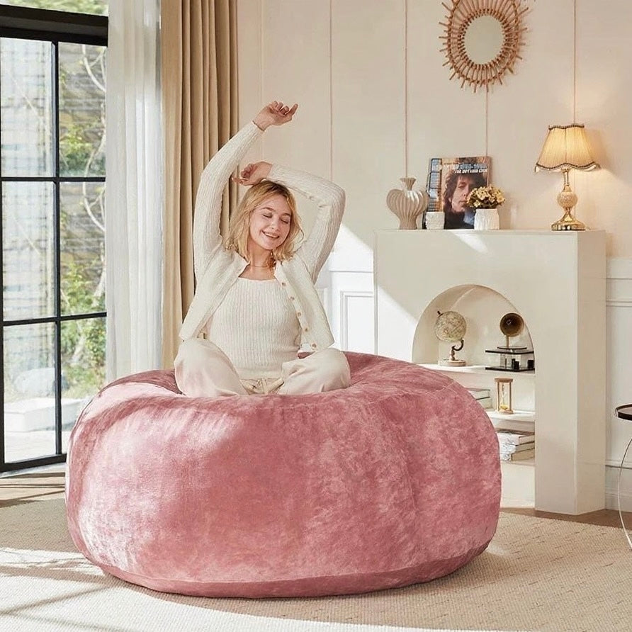 5-Foot Memory Foam Bean Bag Chair With Removable Cover