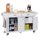 Solid Wood Rubberwood Kitchen Cart With Storage Drawers - Omega Lifestyles