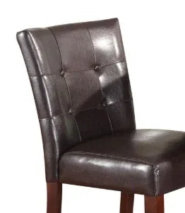 Pair Of Espresso PU Synthetic Wood Parson Style Dining Chairs - Omega Lifestyles