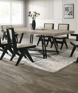 Contemporary 7-Piece Black Rubberwood Dining Set - Omega Lifestyles