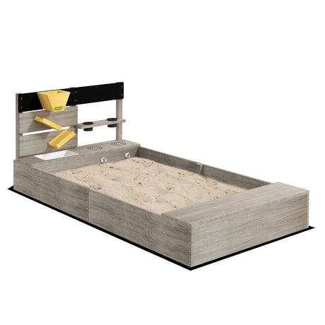 Wooden Kids Outdoor Sandbox With Kitchen Playset - Omega Lifestyles