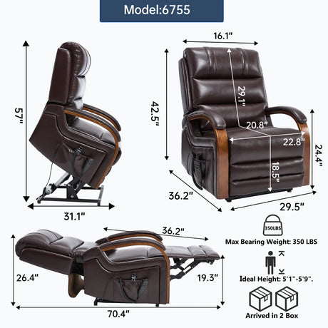 Power Lift Recliner Chair Faux Leather Massage Heat - Omega Lifestyles