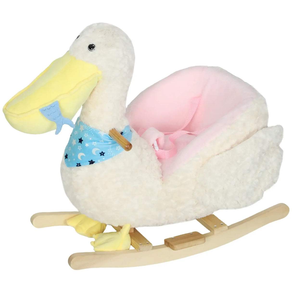 White Pelican Kids Plush Ride-On Rocking Horse - Omega Lifestyles