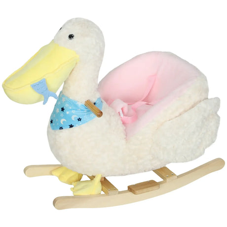White Pelican Kids Plush Ride-On Rocking Horse - Omega Lifestyles