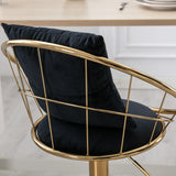 Set Of 2 Black Velvet Adjustable Height Bar Chairs - Omega Lifestyles