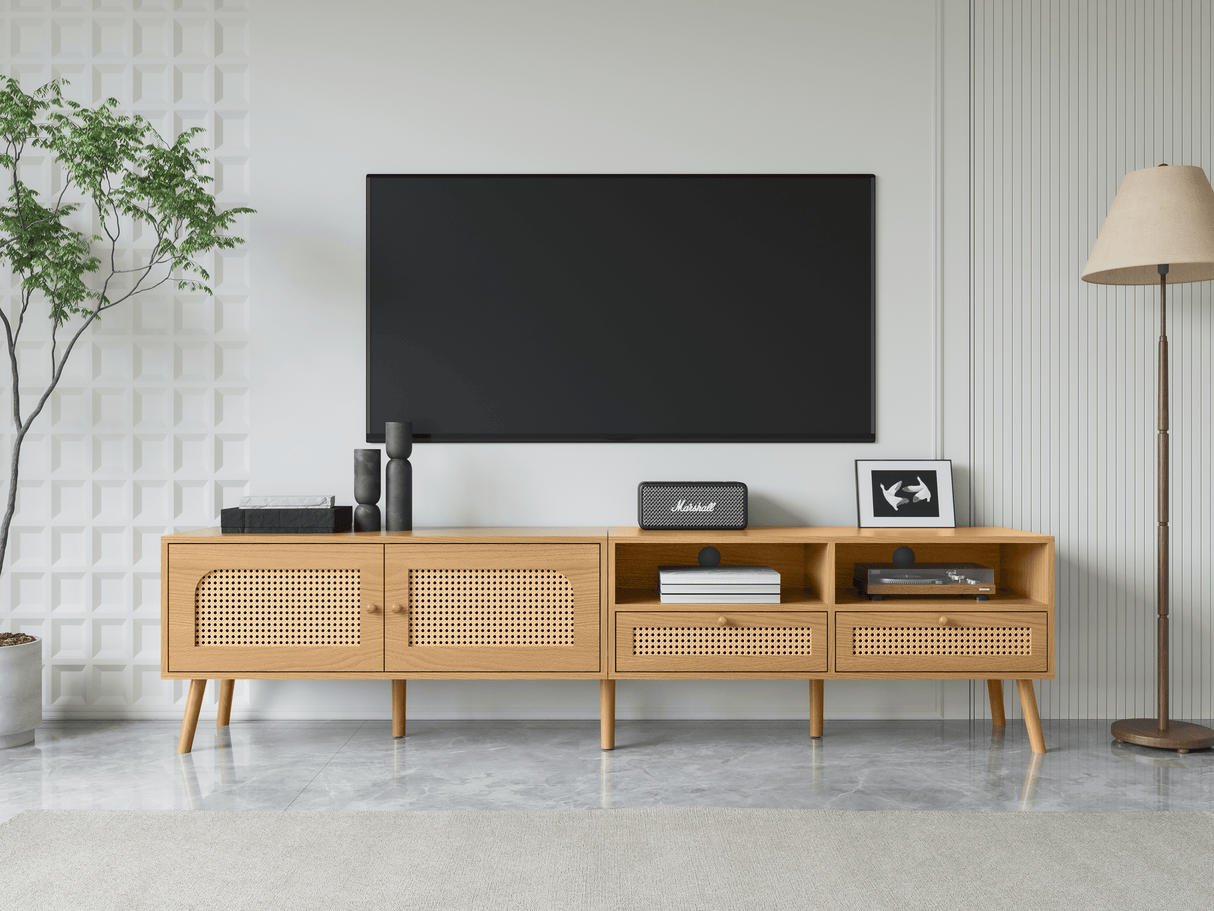Boho Farmhouse Solid Wood TV Stand Cabinet - Sleep Galleria