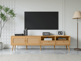 Boho Farmhouse Solid Wood TV Stand Cabinet - Sleep Galleria