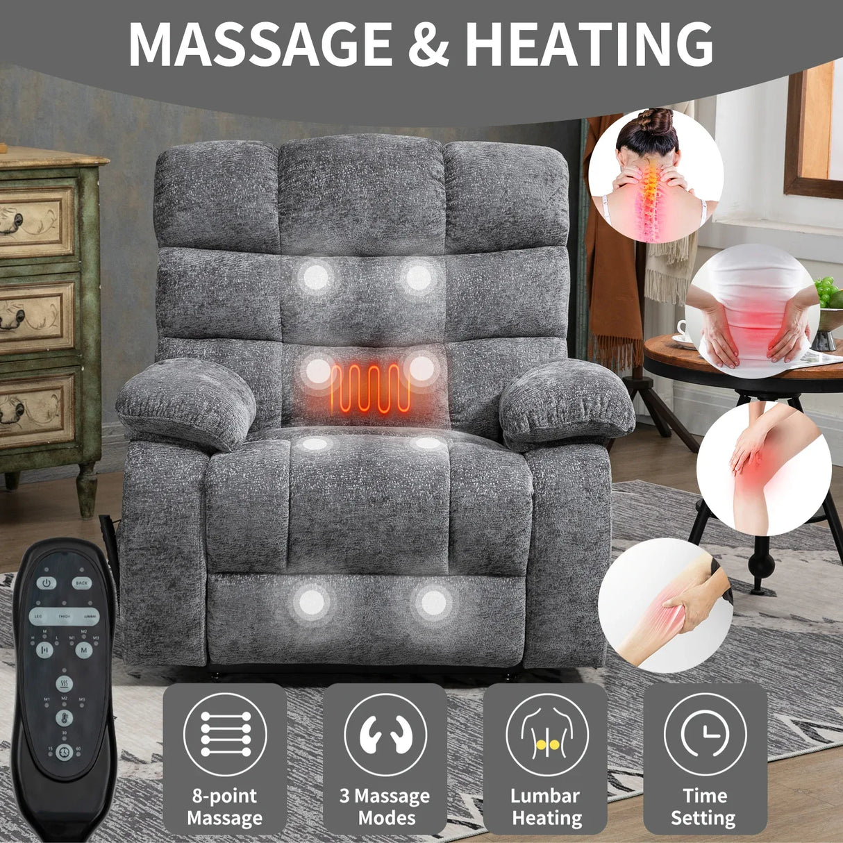 Medium-Firm Power Lift Massage Recliner Chair With Heat - Omega Lifestyles