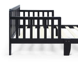 Solid Wood Black Toddler Bed With Safety Rails - Omega Lifestyles