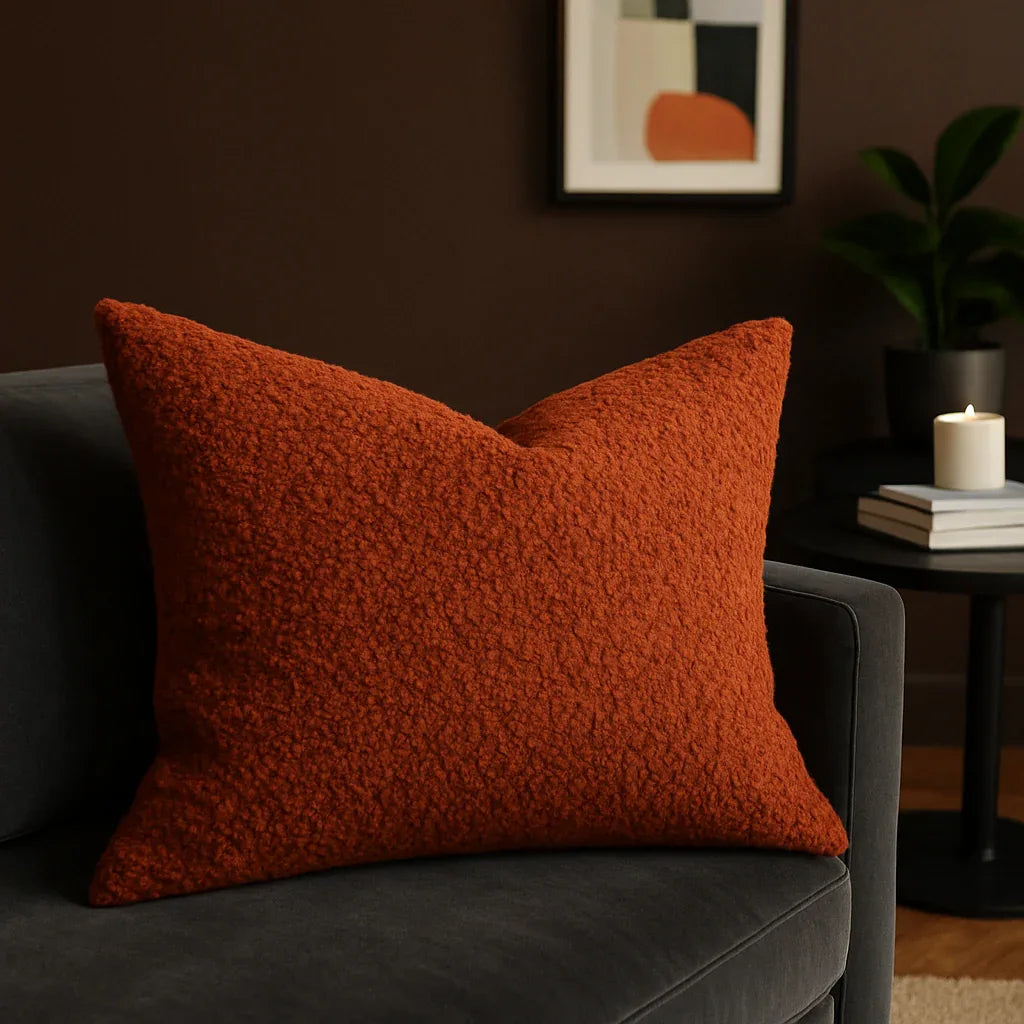 Ultra Plush Sherpa Throw Pillow Rust Brown - Omega Lifestyles