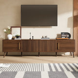 Modern Walnut Fluted Door 78-Inch TV Stand - Omega Lifestyles