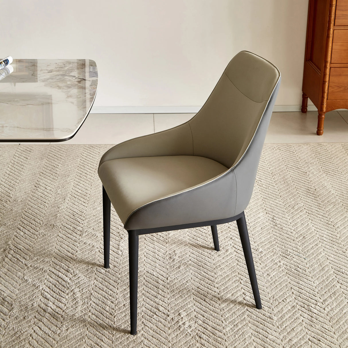 Modern PU Leather Dining Chair Set With Metal Legs Pair - Omega Lifestyles